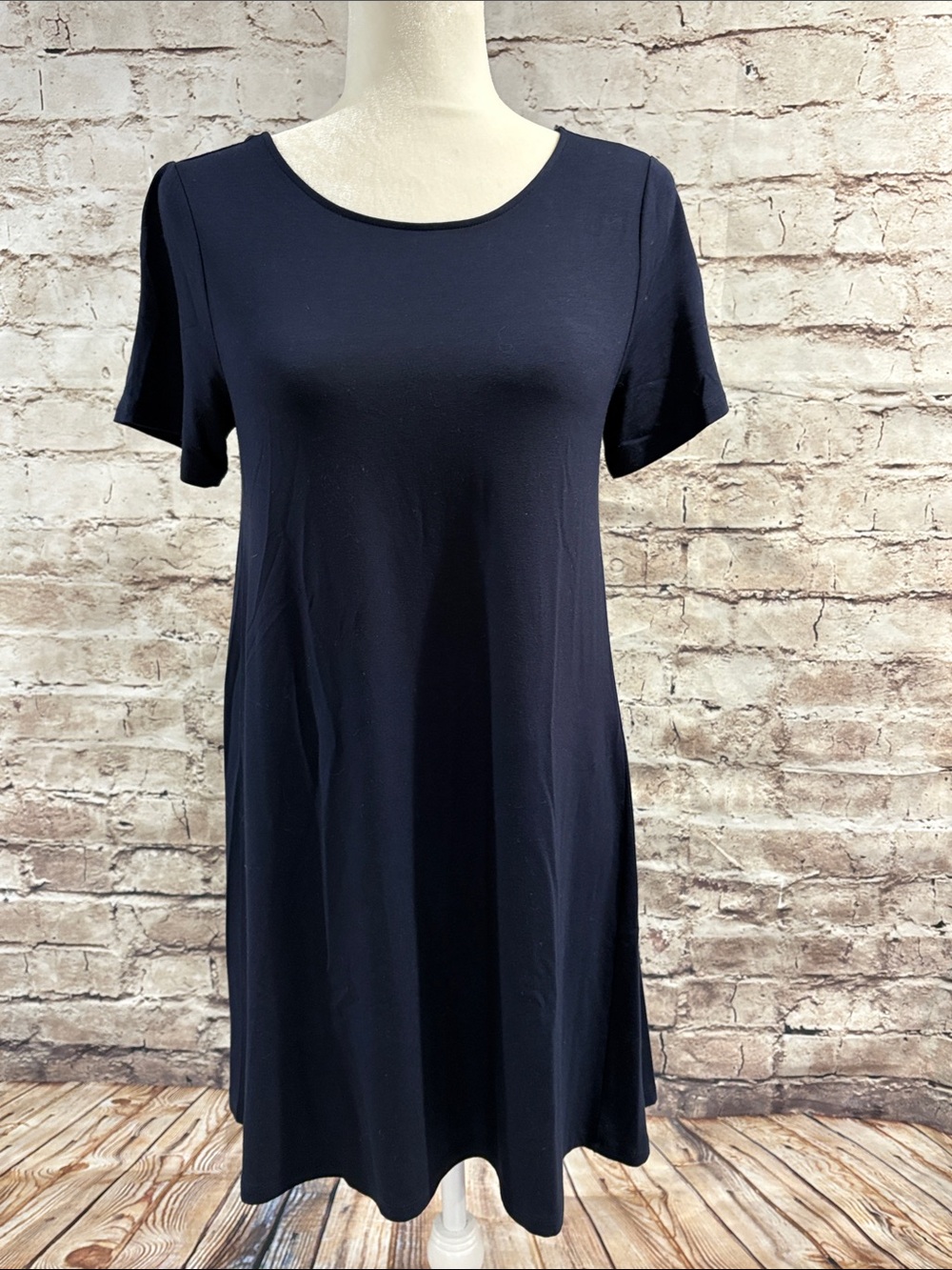 LOFT Navy Scoop Neck A-Line Dress w/ Tie Back
